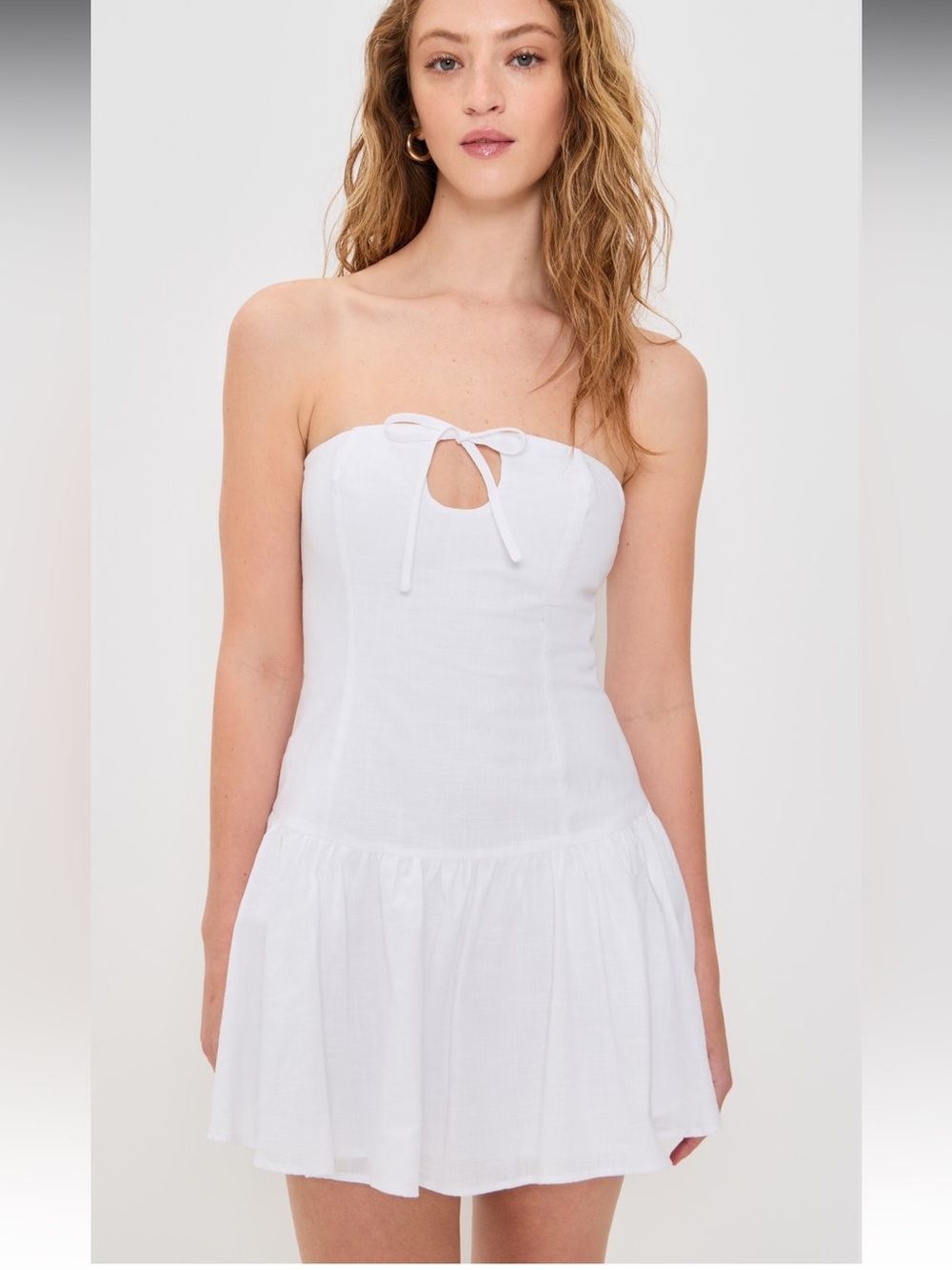 Seven Wonders Brownyn Mini White Strapless Tie-Front Dress XS